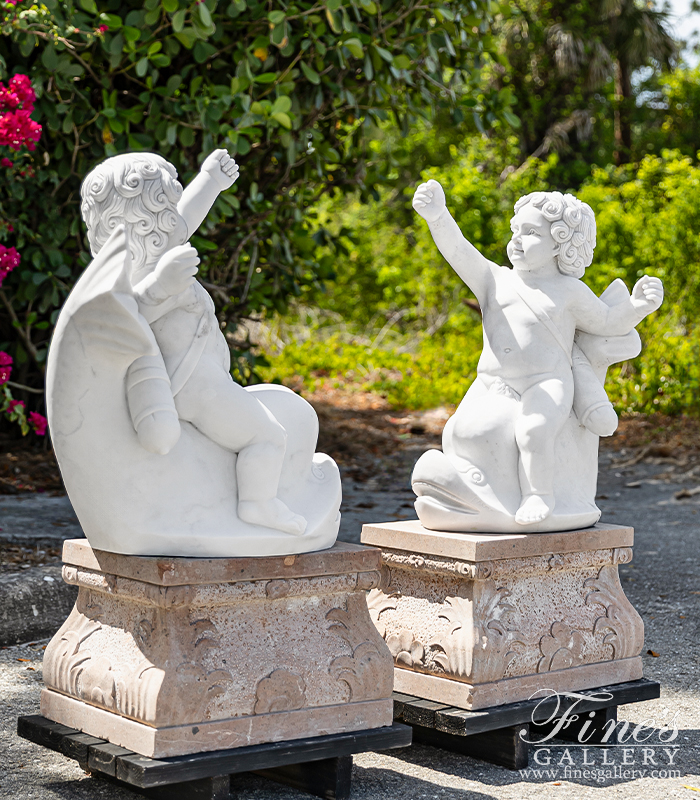 Marble Statues  - Cupid Pair In Statuary Marble - MS-1310